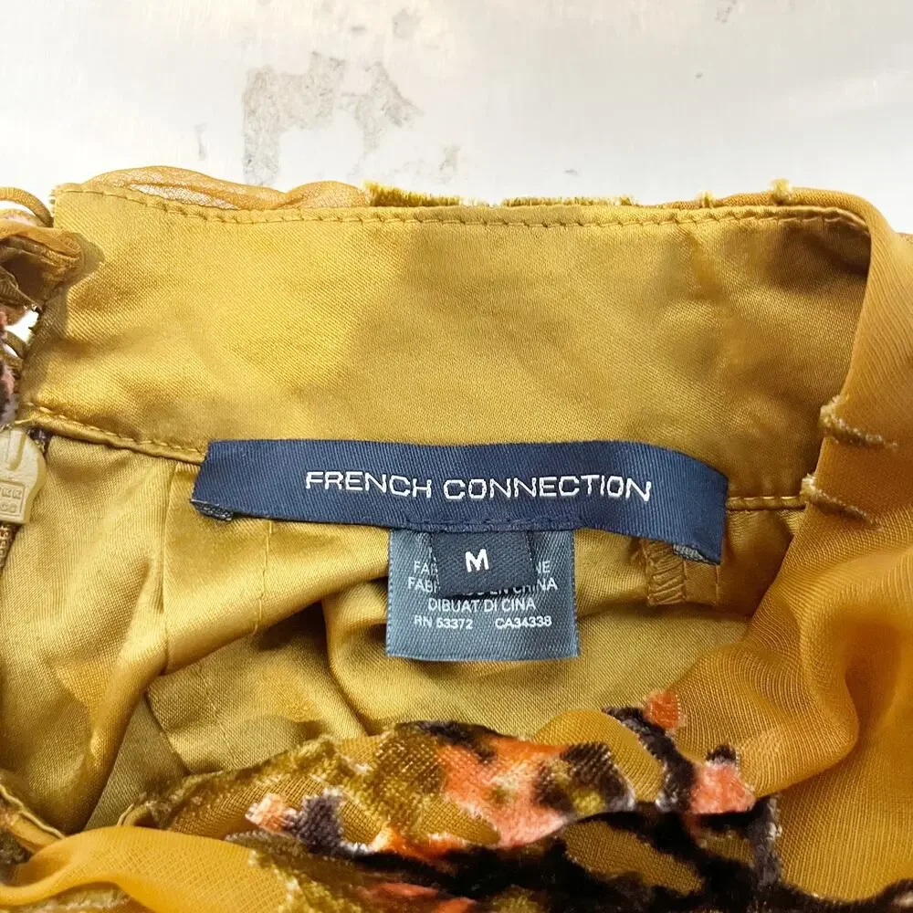 Floral Keyhole Mock Neck Blouse - Mustard - Picture 3 of 11